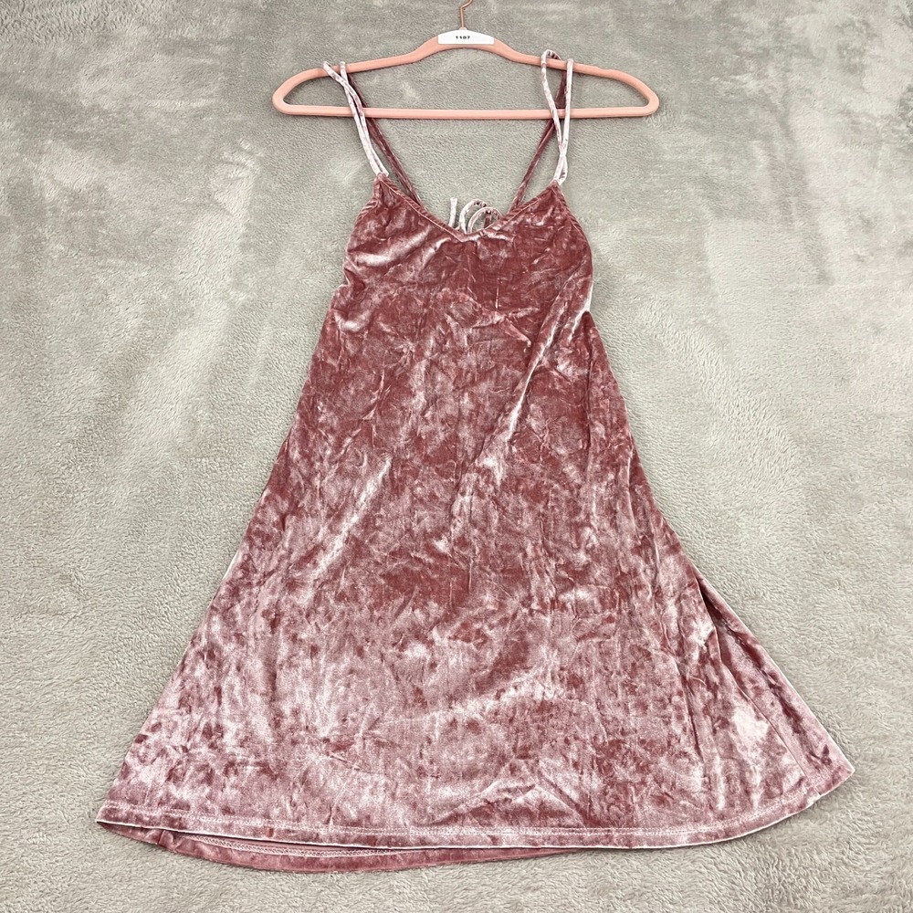 Lulus Crushed Velvet Mini Dress Women XS Pink Cross Back Barbiecore Festival Y2K